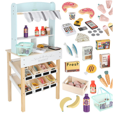 Magazin din lemn pentru copii LULILO Melo Market – casa de marcat si accesorii